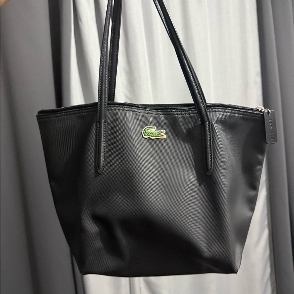 Lacoste Black Tote with Green Logo